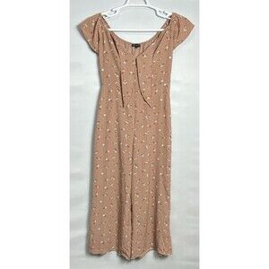 Shinestar Jumpsuit Womens Crepe Wide Leg Floral Romper Flutter Short Sleeve Sz S